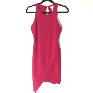 Leith Stretch Crepe Faux Wrap Tank Dress in Magenta Sz XS